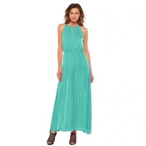 Jennifer Lopez Teal Maxi Dress Tie Waist Size medium